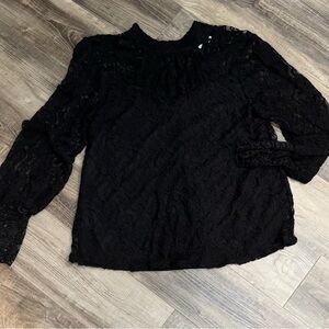 Chic Black Lace Women's Blouse